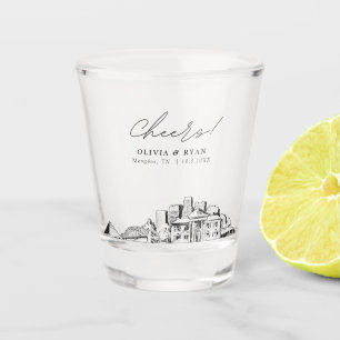 Memphis Wedding Favour Personalised Cheers Shot Glass