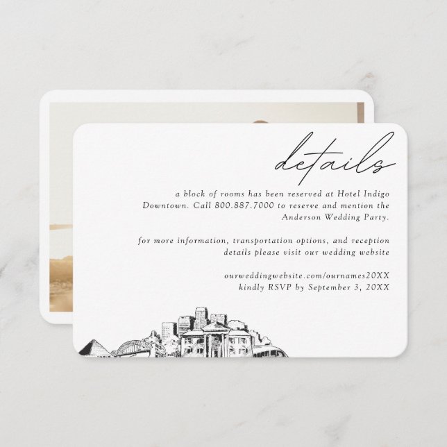 Memphis Wedding Hotel Room Block Details Enclosure Card (Front/Back)