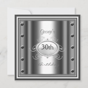 Men 30th Chrome Birthday Party Chrome Invitation