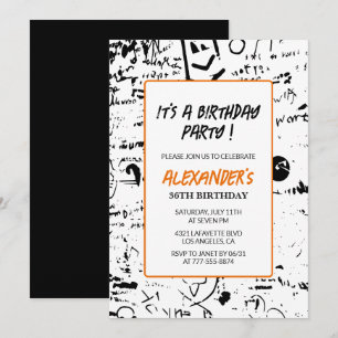 Men 36th birthday invitations Graffiti Party Paint