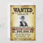 Men 50th Birthday Cowboy Wanted Poster Invitation<br><div class="desc">Fun 50th birthday western theme cowboy wanted poster invitations. Add your photo and customise the text.</div>