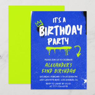 Men 52nd birthday invitations Graffiti Spray paint
