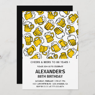 Men Adult Cheers and Beers 88th birthday Invitation