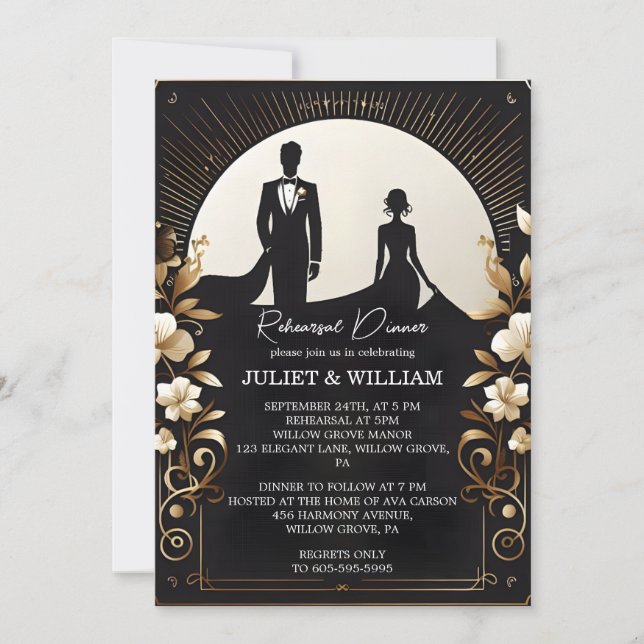 Men Adult Tuxedo Bold Black Tie Rehearsal Dinner Invitation (Front)