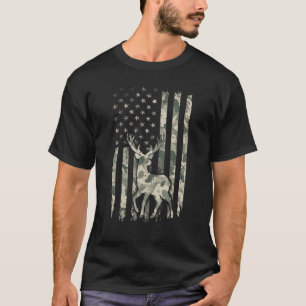 Men American USA Flag Deer Hunting Hunter Camoufla T-Shirt