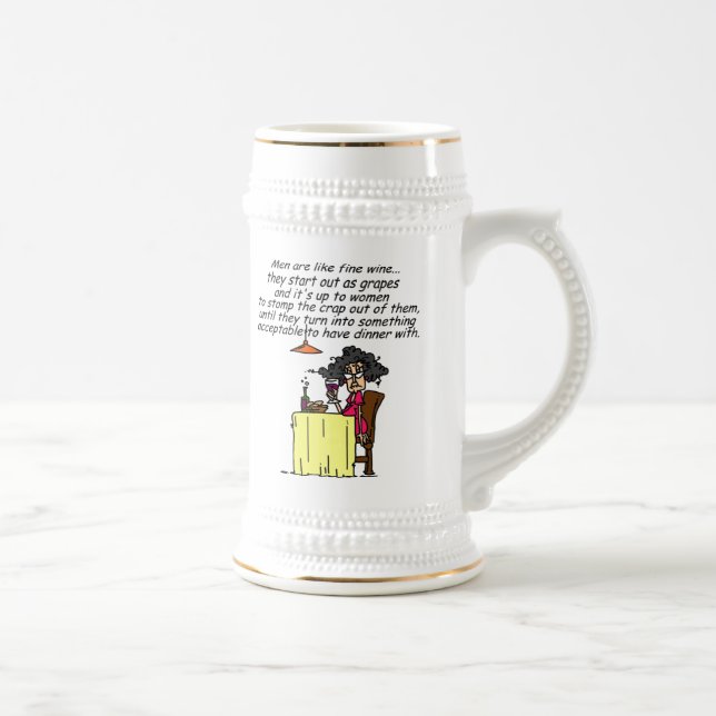 Men and FIne Wine Humour Beer Stein (Right)