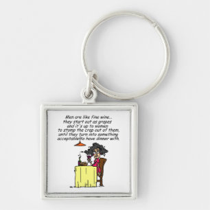 Men and FIne Wine Humour Key Ring