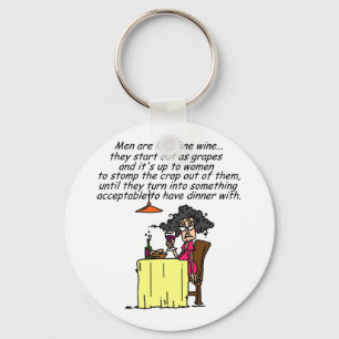 Men and FIne Wine Humour Key Ring