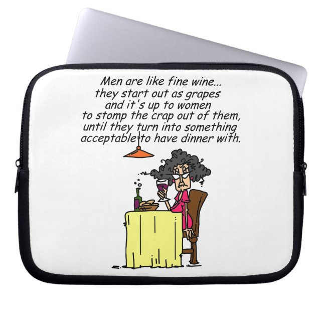 Men and FIne Wine Humour Laptop Sleeve (Front)