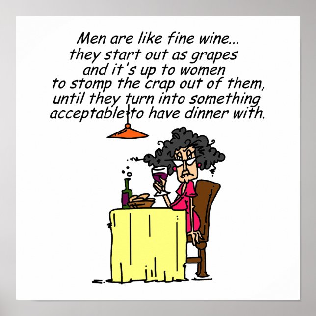 Men and FIne Wine Humour Poster (Front)