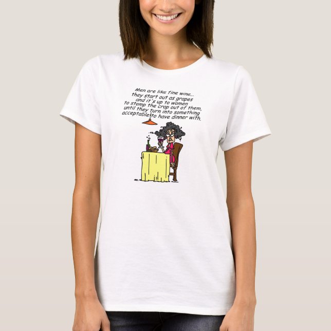 Men and FIne Wine Humour T-Shirt (Front)