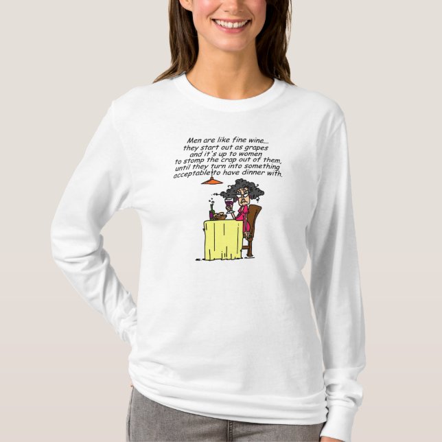 Men and FIne Wine Humour T-Shirt (Front)