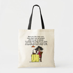 Men and FIne Wine Humour Tote Bag