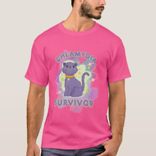 Men and Women Funny Cat Meme Chlamydia Survivor Ad T-Shirt