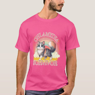 Men and Women Funny Cat Meme Chlamydia Survivor Hu T-Shirt