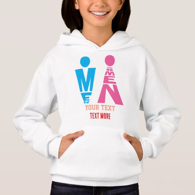 Men and Women Typography Icon Design – Bold Pink & (Front)