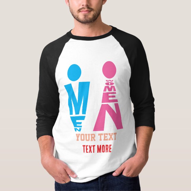 Men and Women Typography Icon Design – Bold Pink & T-Shirt (Front)