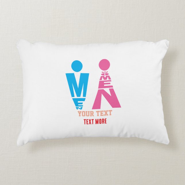 Men and Women Typography Icon Design Decorative Cushion (Front)