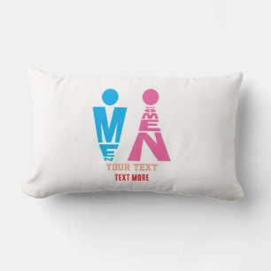 Men and Women Typography Icon Design Lumbar Cushion