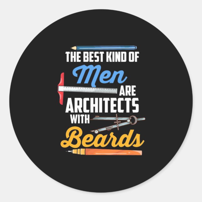 Men Architects With Beards Classic Round Sticker (Front)