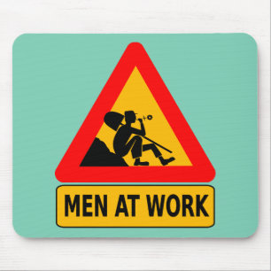Men at work traffic sign mouse pad