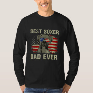 Men Best Boxer Dad Ever American Flag Dog  Fathers T-Shirt