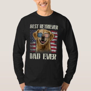 Men Best Retriever Sunglasses Dad Ever American Fl T-Shirt