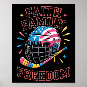 Men Boy Faith Family Freedom Ice Cream Drip Hockey Poster