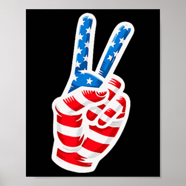 Men Boys American Flag Peace Sign Hand 4th Of July (Front)