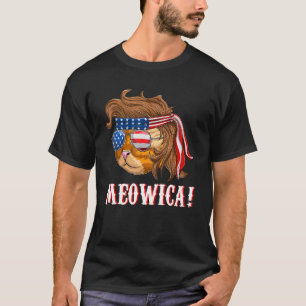 Men Boys Cat Mullet Meowica American Cat 4th Of J T-Shirt