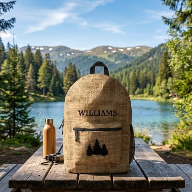 Men burlap rustic personalised hiking Backpack (Creator Uploaded)