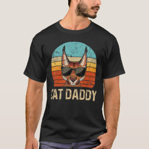 Men Caracal Cat Daddy Vintage Cool Cat Wear Glasse T-Shirt