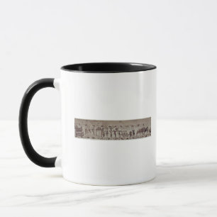 Men carrying arms to the ships and pulling a mug