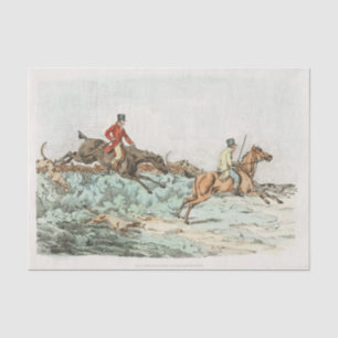 Men Clearing Hurdle During a Hunting from Sporting Tissue Paper