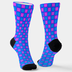 Men crew socks, Light Blue Purple classic design Socks