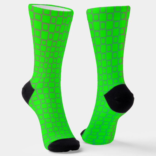 Men crew socks, Lime Light Green classic design Socks (Angled)
