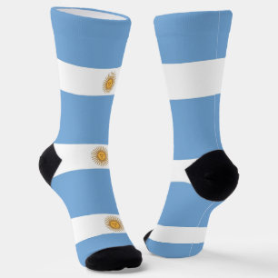 Men crew socks with flag of Argentina.