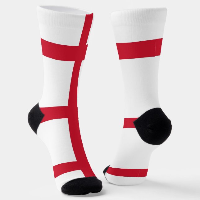 Men crew socks with flag of England, U.K. (Angled)
