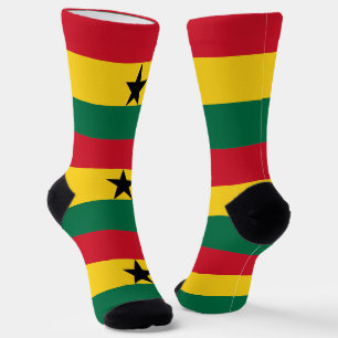 Men crew socks with flag of Ghana