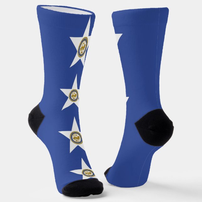 Men crew socks with flag of Houston, U.S.A. (Angled)