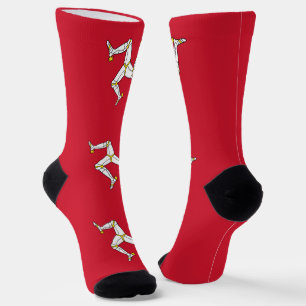 Men crew socks with flag of Isle of Man