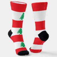 Men crew socks with flag of Lebanon