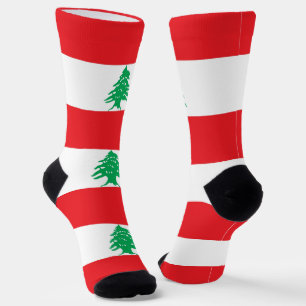 Men crew socks with flag of Lebanon