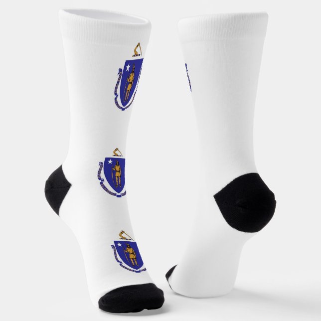 Men crew socks with flag of Massachusetts (Angled)