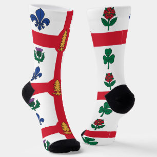 Men crew socks with flag of Montreal, Canada
