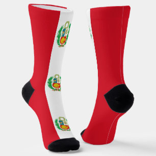 Men crew socks with flag of Peru