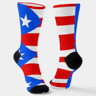Men crew socks with flag of Puerto Rico