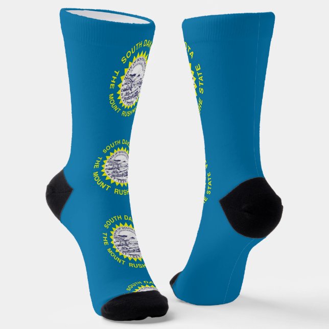 Men crew socks with flag of South Dakota (Angled)