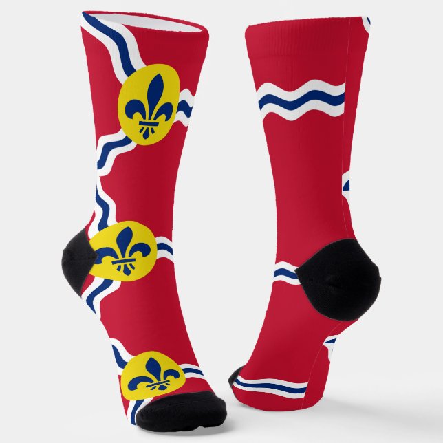 Men crew socks with flag of St. Louis, Missouri (Angled)
