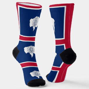 Men crew socks with flag of Wyoming, U.S.A.